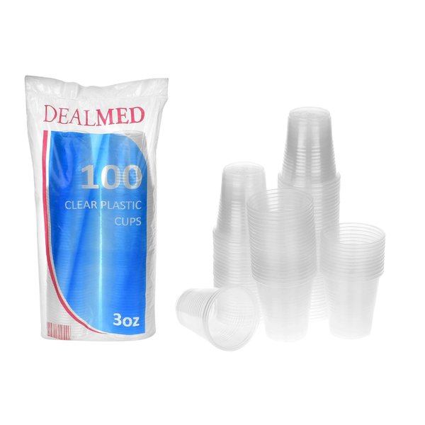 Dealmed Disposable Clear Plastic Cups, 3 Oz, 100 Ct, 25/Cs, 2500PK 781033